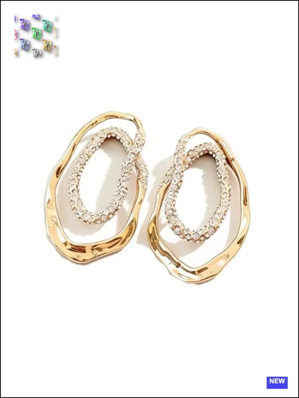 Chunky Gold Geometric Drop Dangle Earrings Hollow Triangle Round Statement